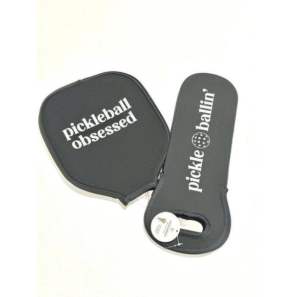 Other - NWT Made for Retail Pickleball Paddle Cover and Ball/Wine Case Set Black Zipper